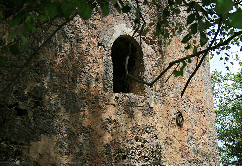  One of the three arched openings
